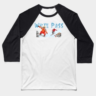 Skiing and snowboarding in White Pass Baseball T-Shirt